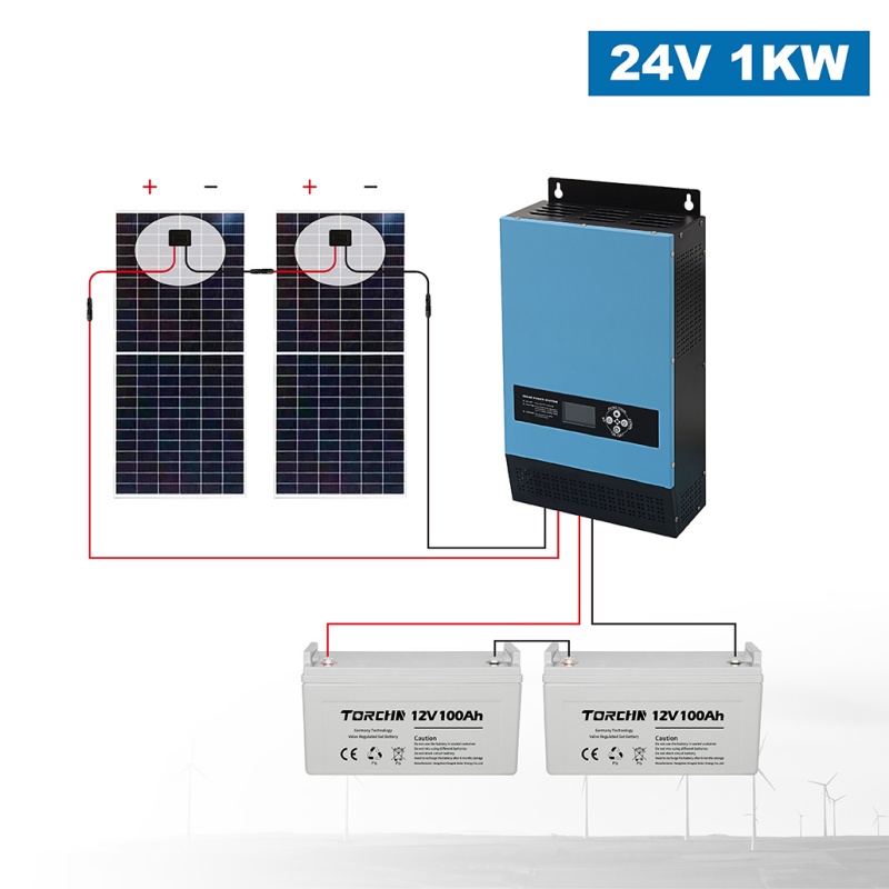 1000 W 24 V komplettes MPPT-Off-Grid-Solar-Kit