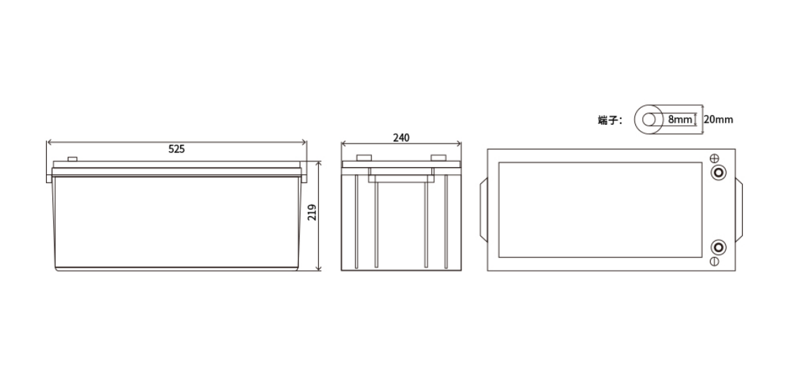 12V 200Ah Lead Acid Dimensions Battery