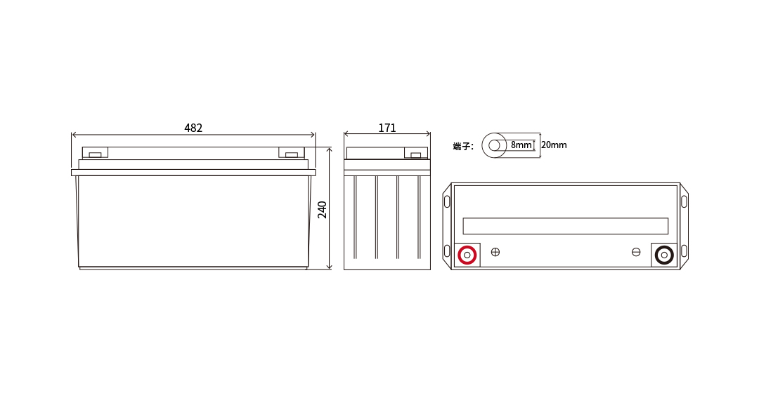 Bateria me cikël të thellë 12v 150 ah Dimensionet