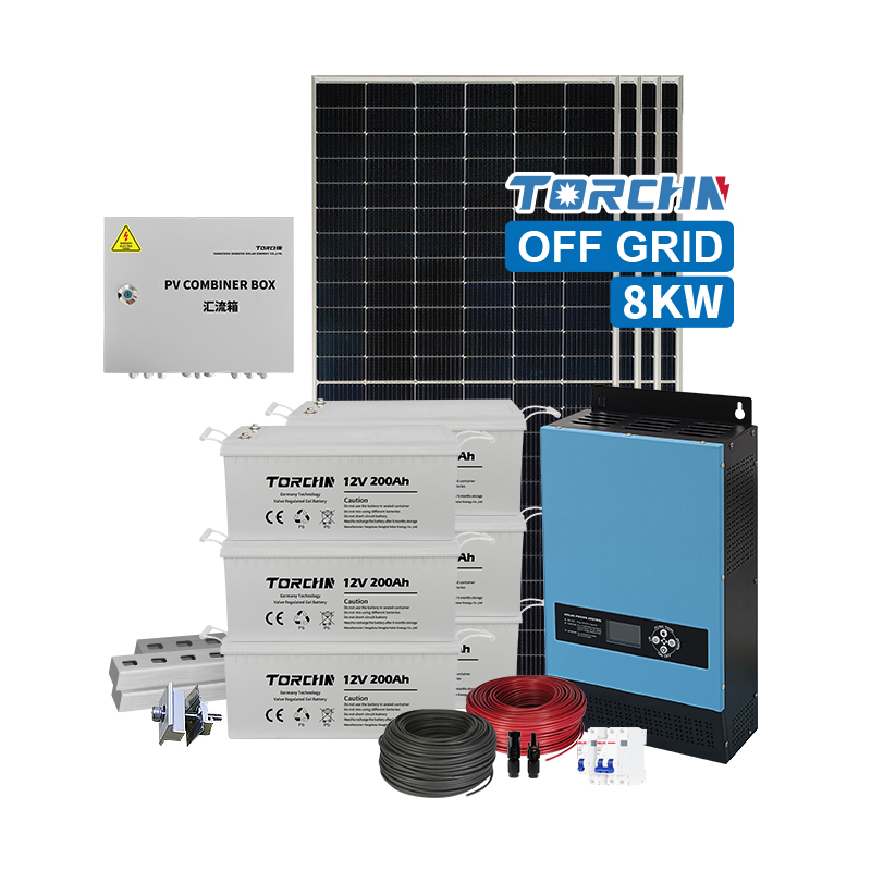 6KW 8KW Off Grid Solar Power System Nrog roj teeb