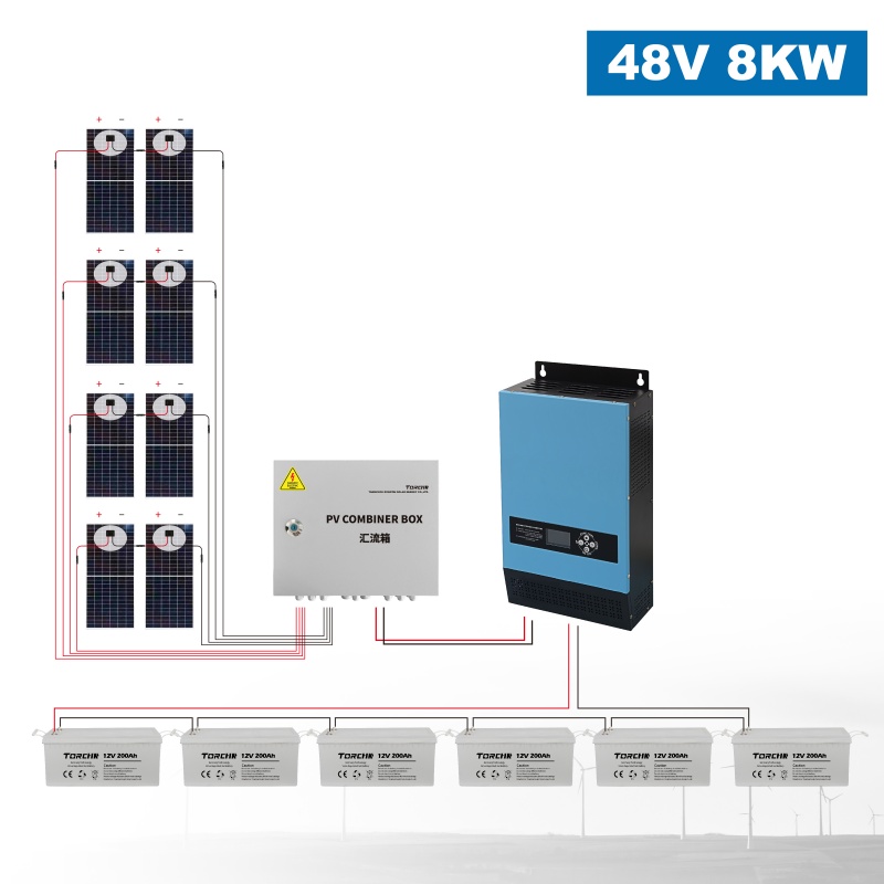 6KW 8KW izslēgta tīkla saules enerģijas sistēma ar akumulatoru