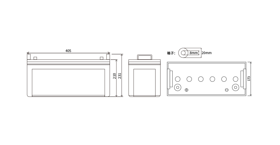 Dimensioni di a batteria 12V 100Ah